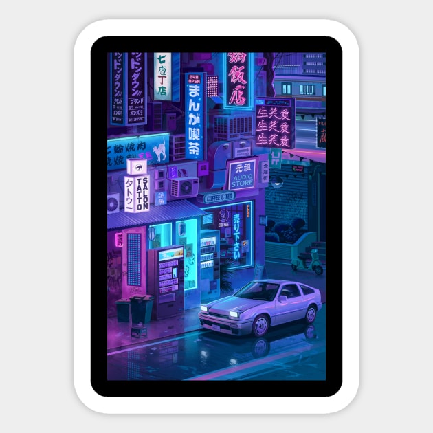 Tokyo Night Sticker by Mr.Melville